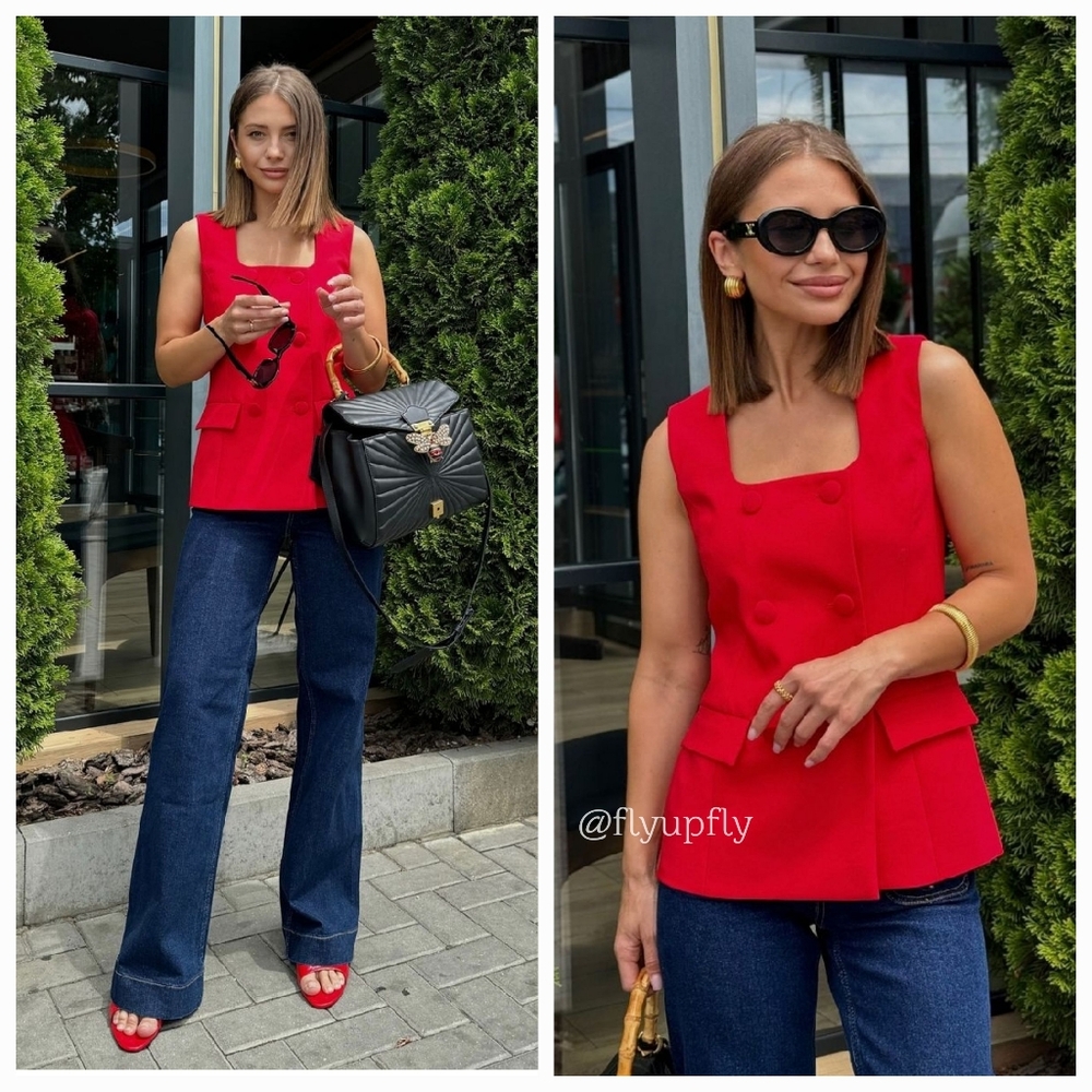 Zara 2 PC Set  Vest & Pants Red size XS and S - Picture 12 of 16